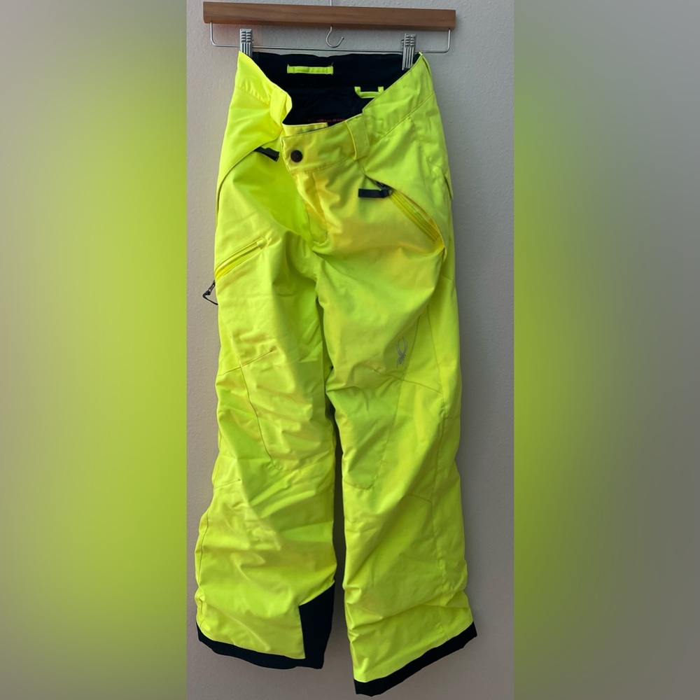 Spyder Insulated Ski Pants / Boys Size 14 / Neon Yellow
